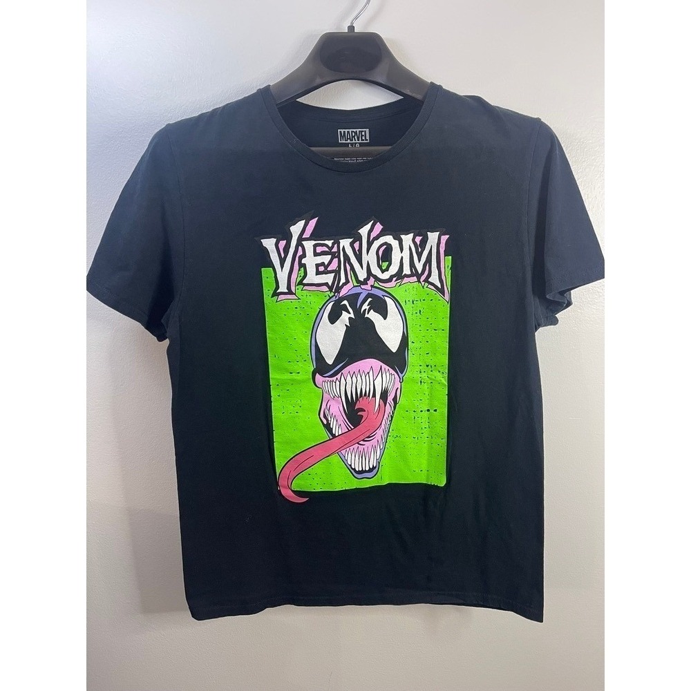 Marvel Venom Graphic T Shirt Black Men's Large L Superhero Comic Tee